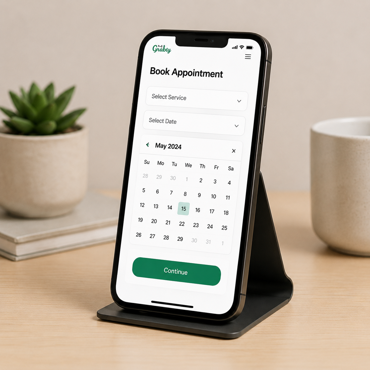 Booking website mockup